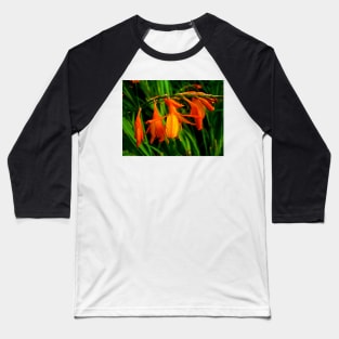 Orange Flowers Baseball T-Shirt